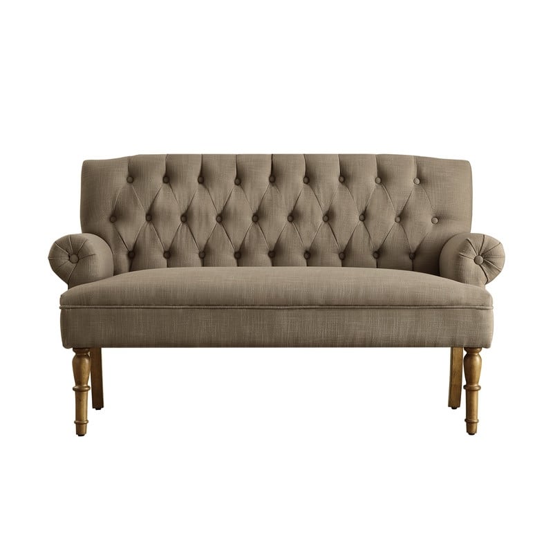 Moser Bay Arete Upholstered Tufted Settee Chesterfield Style Loveseat, Velvet or Linen
