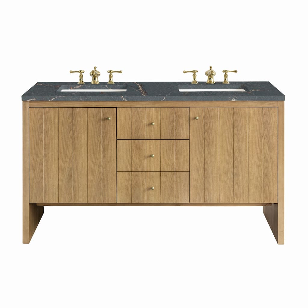 James Martin Vanities 435-V60D-3PBL Hudson 60" Double Basin Wood