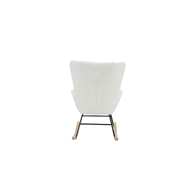 Solid Wood Legs Reading Chair with Teddy Fabric Upholstered