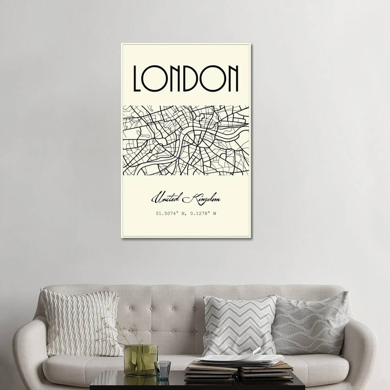 iCanvas "London City Map" by Nordic Print Studio Canvas Print - 48x32x1.5