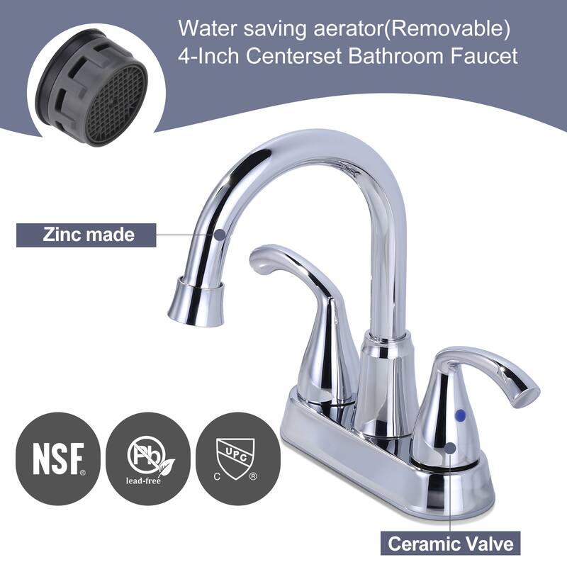 WOWOW 4 in. Centerset 2-Handles Deck Mount Bathroom Faucet