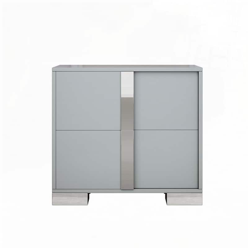 Elegant Nightstand with Metal Handle