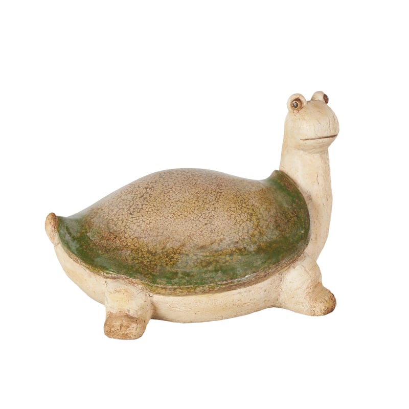 Magnesium Oxide Turtle Garden Sculpture with Green Shell - Cream - Roche River Decor