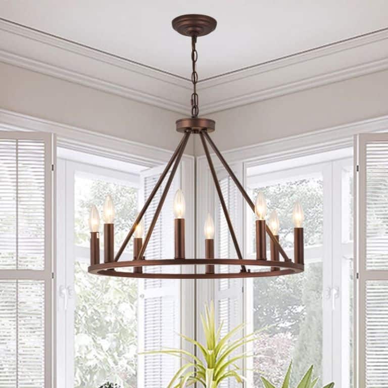8 Light Wagon Wheel Chandelier Pendant Light in Oil Rubbed Bronze - Oil Rubbed Bronze - 23.25 - Oil Rubbed Bronze