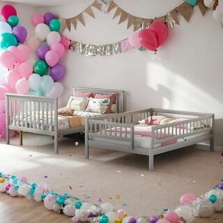 Unique Full over Full Bunk Bed with Trundle and Staircase,3 beds in 1 Bunk Bed,Optimize Storage Space,2 Color