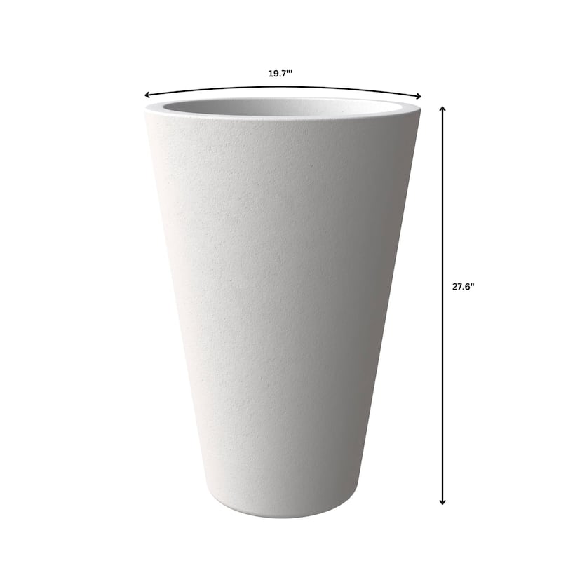Pebble Tapered Modern Round Fiberstone and MGO Clay Planter Pot with Drainage for Home Garden Office Patio Porch Patio