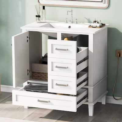 30" Bathroom Vanity, Bathroom Cabinet with Sink Combo Set, Bathroom Storage Cabinet with a Soft Closing Door and 3 Drawers