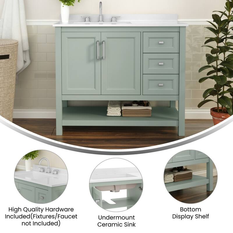 Bathroom Vanity with Sink, Open Storage, and Storage Drawers