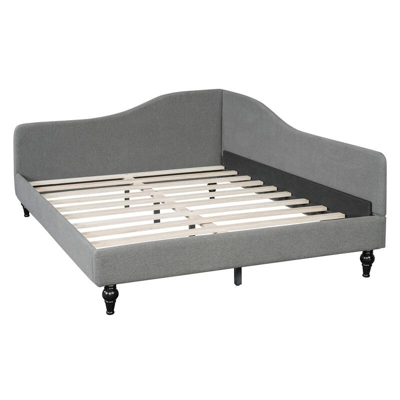Linen Fabric L-Shaped Wooden Daybed