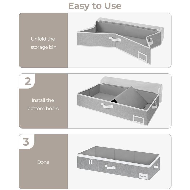Underbed Storage,Fabric Organizers with Reinforced Handles & Label Holders,2-Pack