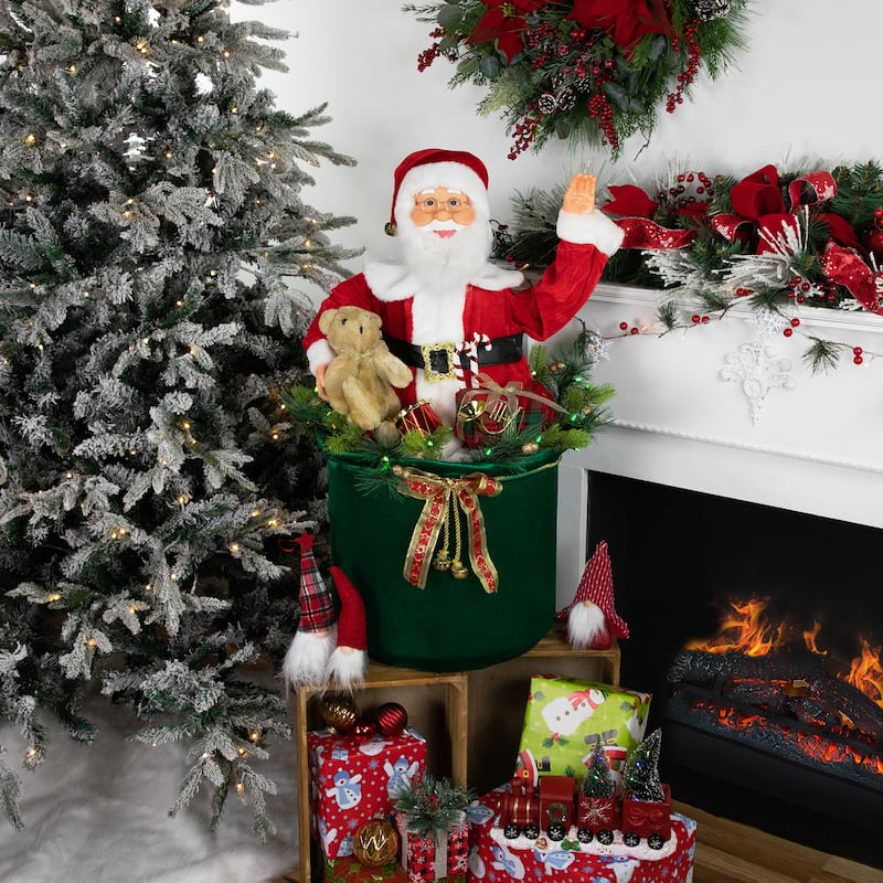 LED Lighted Animated Gift Bag with Santa Claus Christmas Figure - 32"
