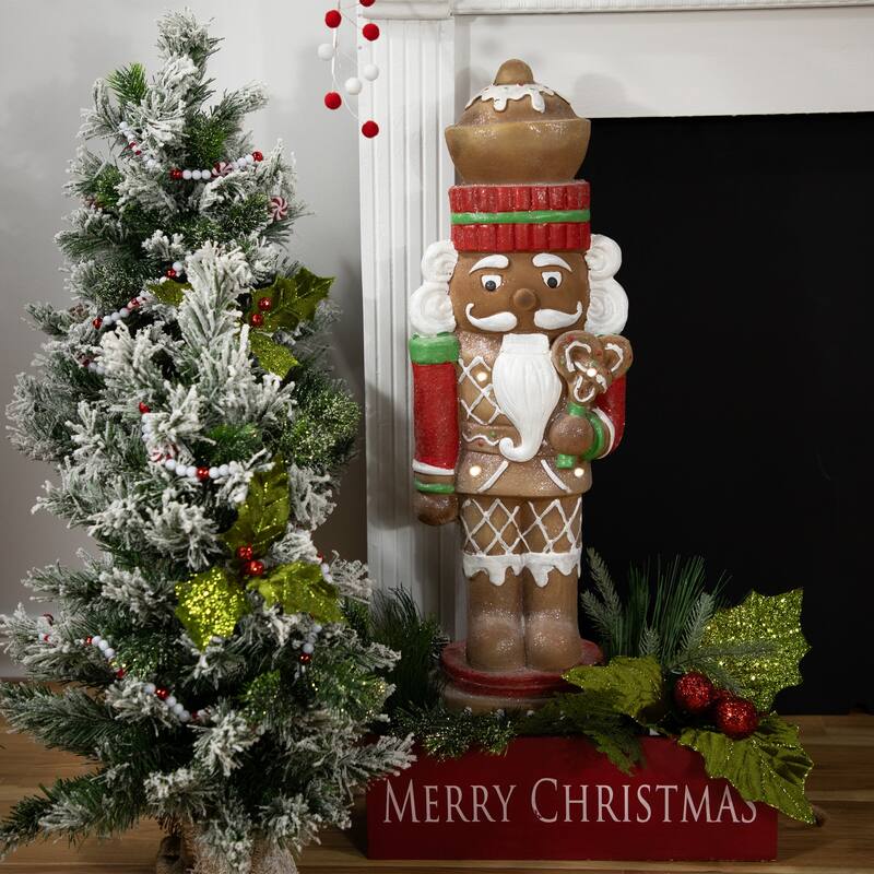LED Lighted Gingerbread Nutcracker Christmas Figurine - 25.5"