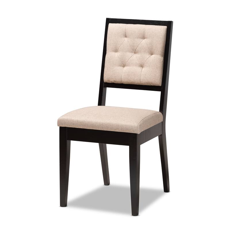 Suvi Modern and Contemporary Oak Wood Dining Set - Sand/Dark Brown