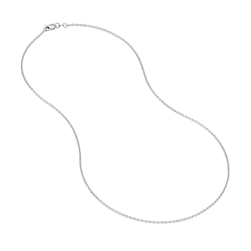 Curata 14k White Gold 1.15mm Open Diamond Cut Cable Chain Necklace (Lobster)
