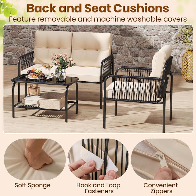 Costway 8 PCS Patio Furniture Set with Loveseat Tempered Glass Coffee - See Details