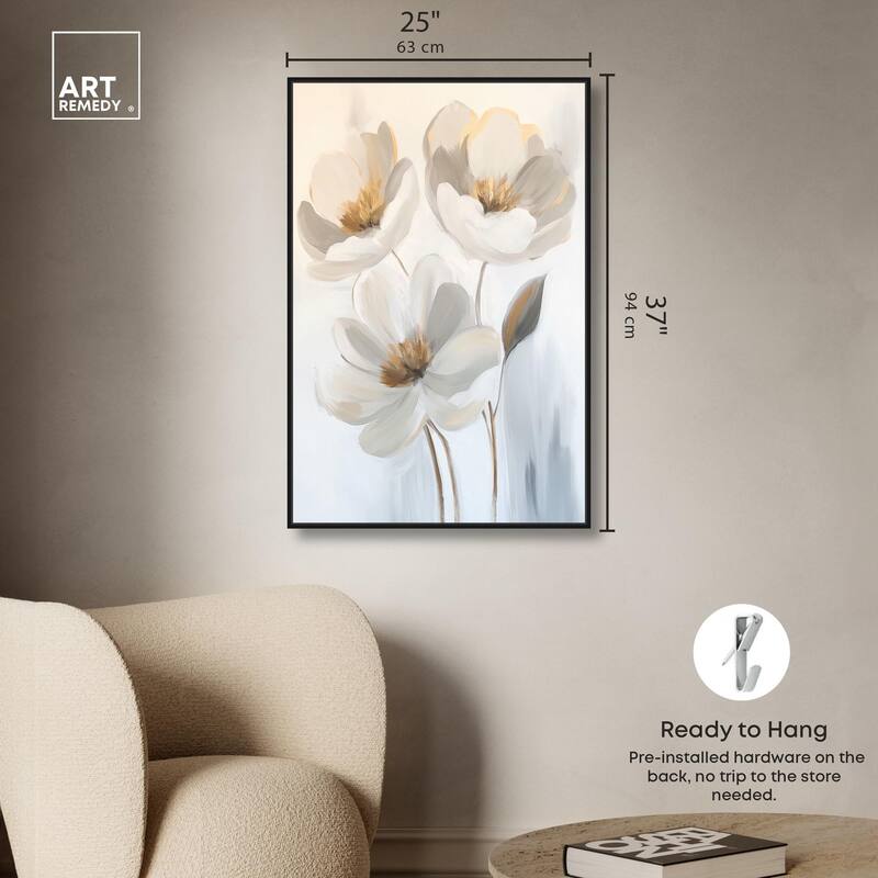 Silvered Flora I Canvas by Art Remedy