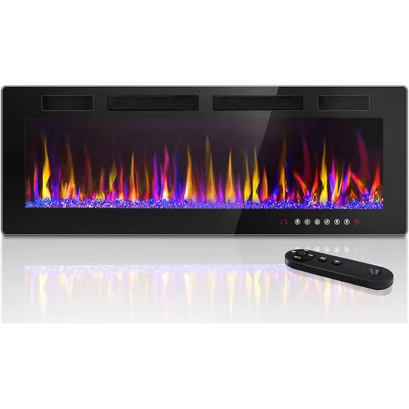Bossin Electric Fireplace Recessed and Wall Mounted,750/1500W Fireplace Heater and Fireplace with Touch Screen Control Panel