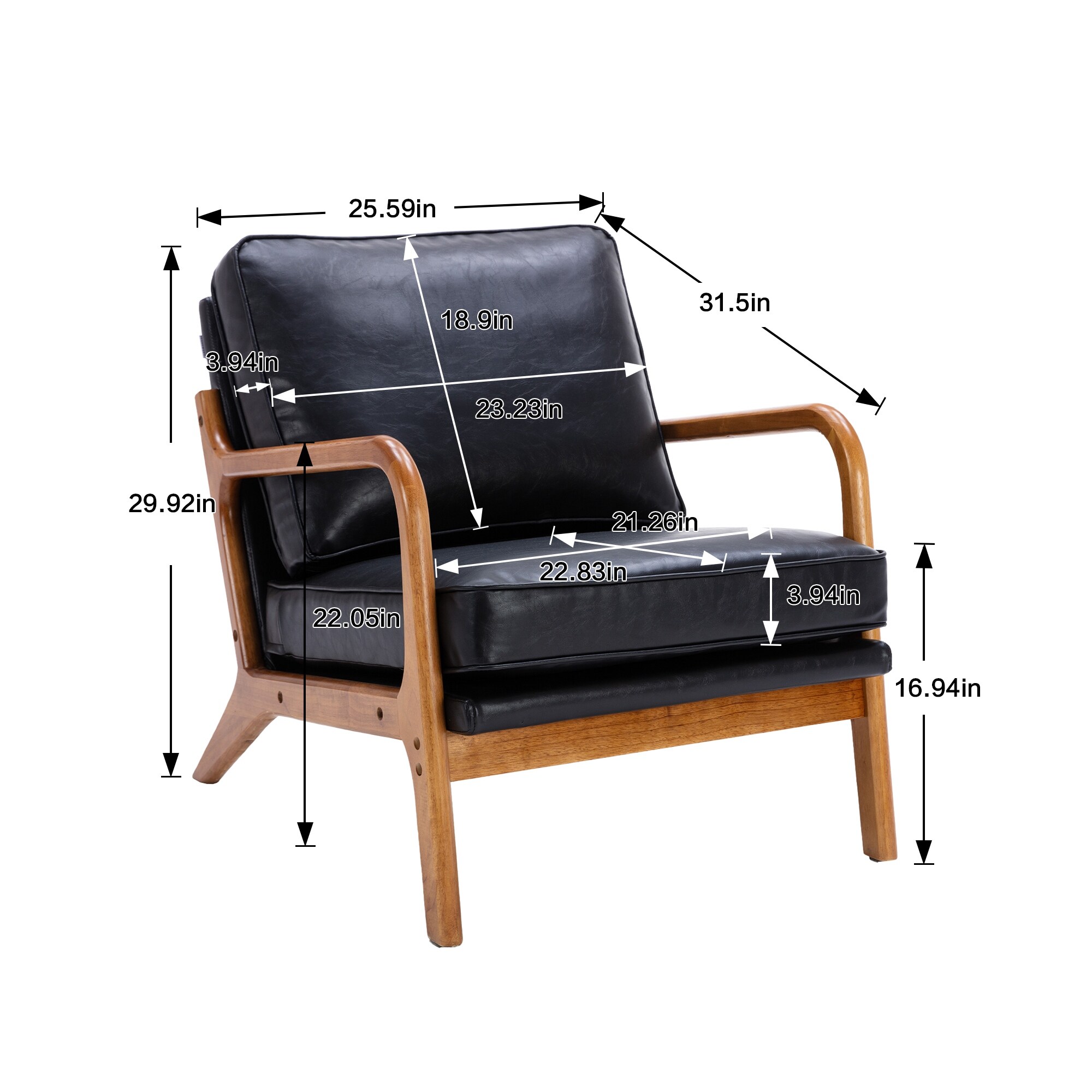 PU Leather Fabric Accent Chair Modern Lounge Armchair Reading