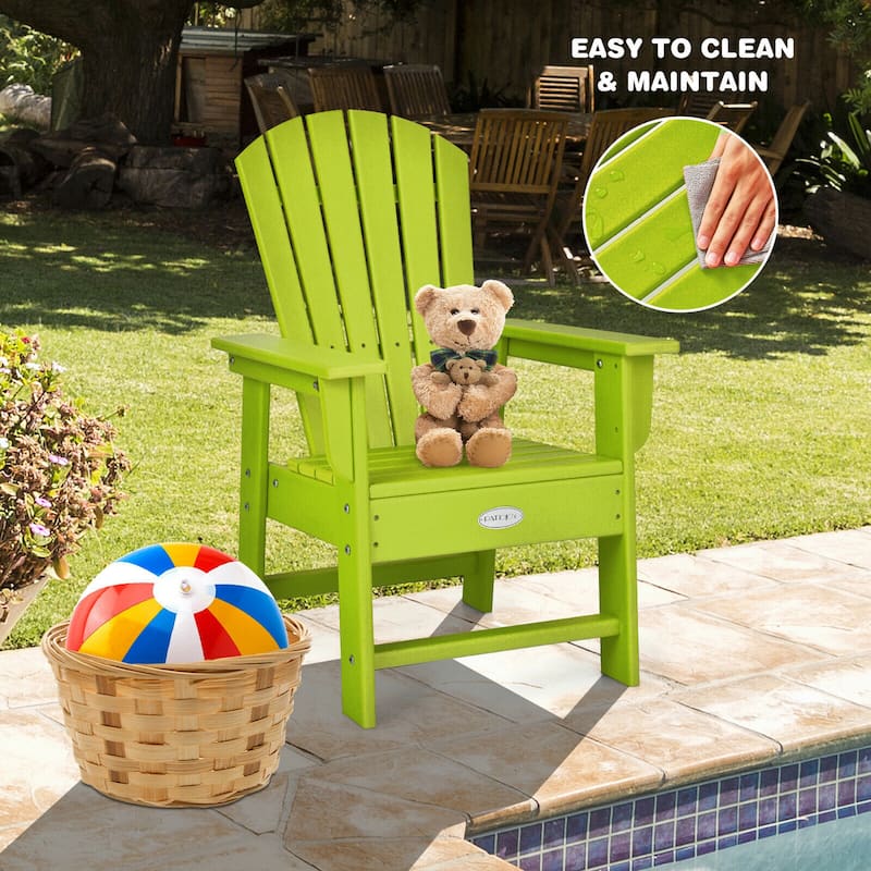 Gymax Set of 2 Kids Patio Adirondack Chair Armchair Weather Resistance