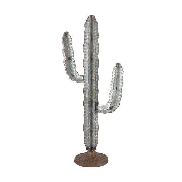 19.25" Pewter Oaxaca Large Cactus Design Decorative Accessory - N/A