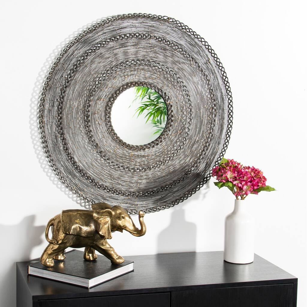 SAFAVIEH Ashlyn Zinc 30-inch Round Decorative Mirror - 29.5" x 3" x 29.5" - 30Wx3Dx30H