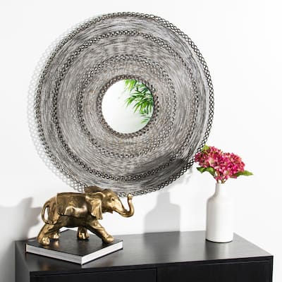 SAFAVIEH Dalston Zinc 30-inch Round Decorative Mirror - 29.5" x 3" x 29.5"