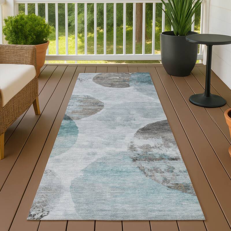 Machine Washable Indoor/ Outdoor Contemporary Micha Chantille Rug - Teal - 2'3" x 7'6"