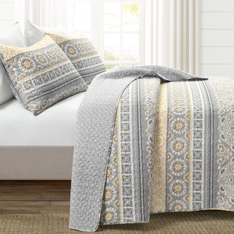 The Curated Nomad La Boheme Boho Stripe 3-piece Quilt Set