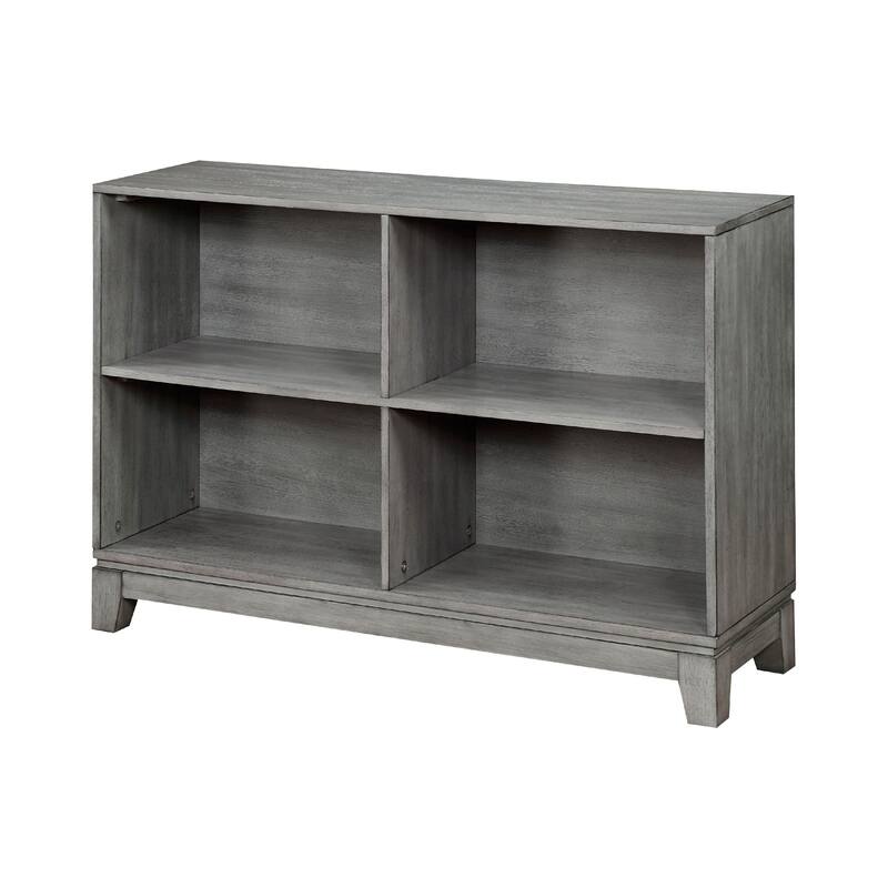 Thiem Cubby Bookcase, 43 Inch Wide 4 Shelves, Rustic Gray Veneer