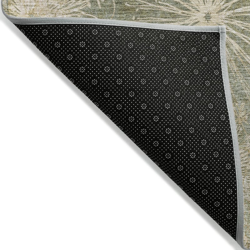 Machine Washable Indoor/ Outdoor Floral Geo Chantille Rug