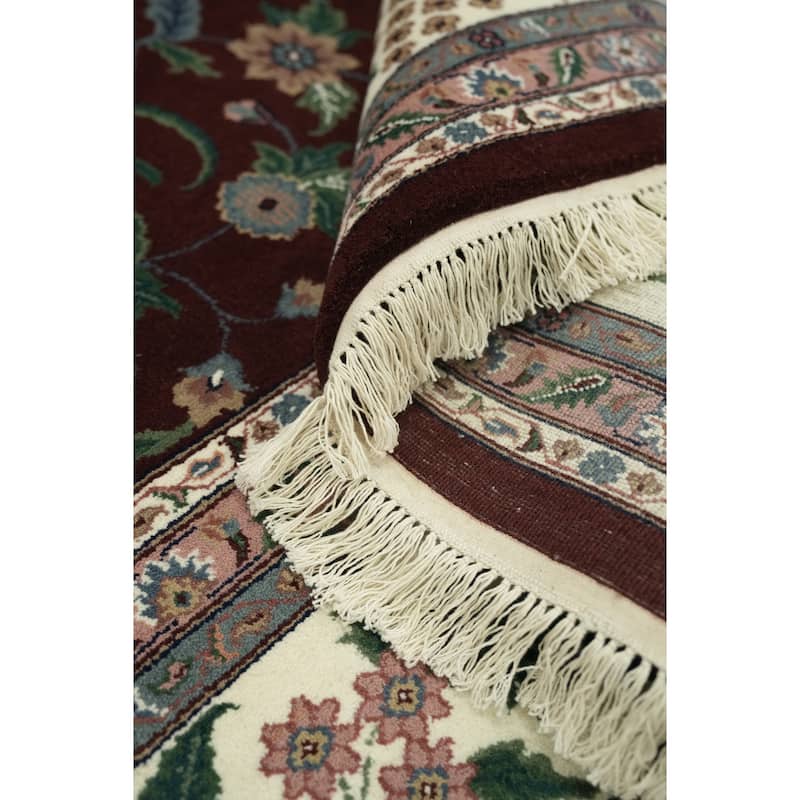 Hand Knotted Oriental 100% Wool Carpet Traditional All-Over Red Kashan Area Rug - 14' 1'' X 10' 2''