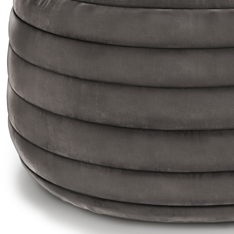 WYNDENHALL Anna Boho Round Pouf in Velvet Fabric