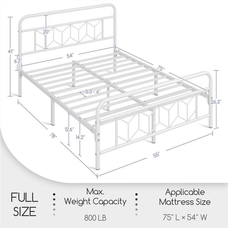 Yaheetech Metal Bed Frame with Diamond Pattern Headboard