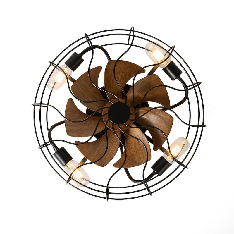 16.5"/19"/20" Vintage Distressed White Low Profile Ceiling Fan with Remote (7-Blade)