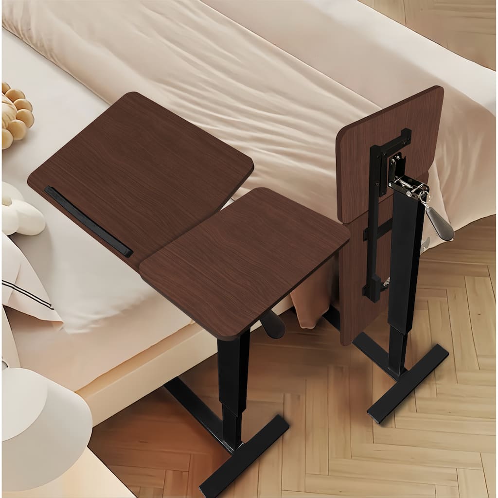 Bedside Table,Folding Overbed Bedside Desk Mobile Rolling Laptop Stand Tilting Overbed Table with Wheels Height Adjustable