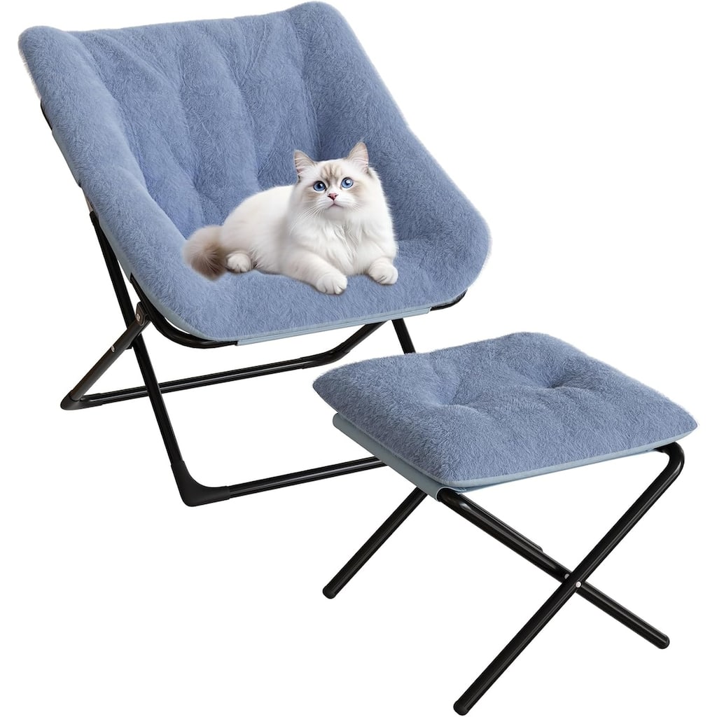 Comfy Folded Chair,Saucer Chair, Lounge Chair - XL Foldable Faux Fur Floor Seat, Non-Slip Base for Stability
