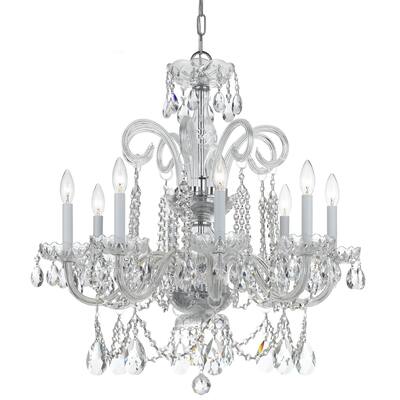 Traditional Crystal 8 Light Swarovski Strass Crystal Chrome Chandelier - 27'' W x 27'' H