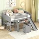 preview thumbnail 2 of 16, Full Size Low Study Loft Bed with Rolling Portable Desk and Chair,Multiple Functions Bed for Kids