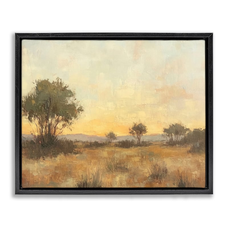 Stupell Honey Hued Horizon Framed Floater Canvas Wall Art Design By Petal Prints Design - 31 x 25 - Black