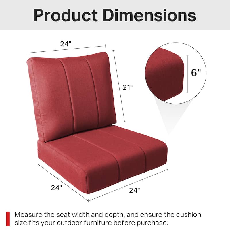 Ivora 24" W x 24" D x 6" T Water & Fade Resistant Outdoor Lounge Chair Replacement Cushion Set