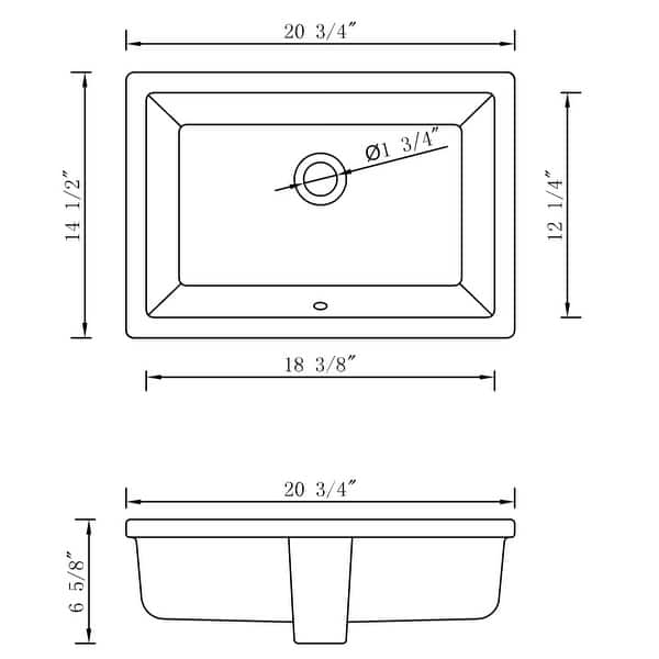 American Imaginations 20.75in. W CUPC Rectangle Undermount Sink Set In