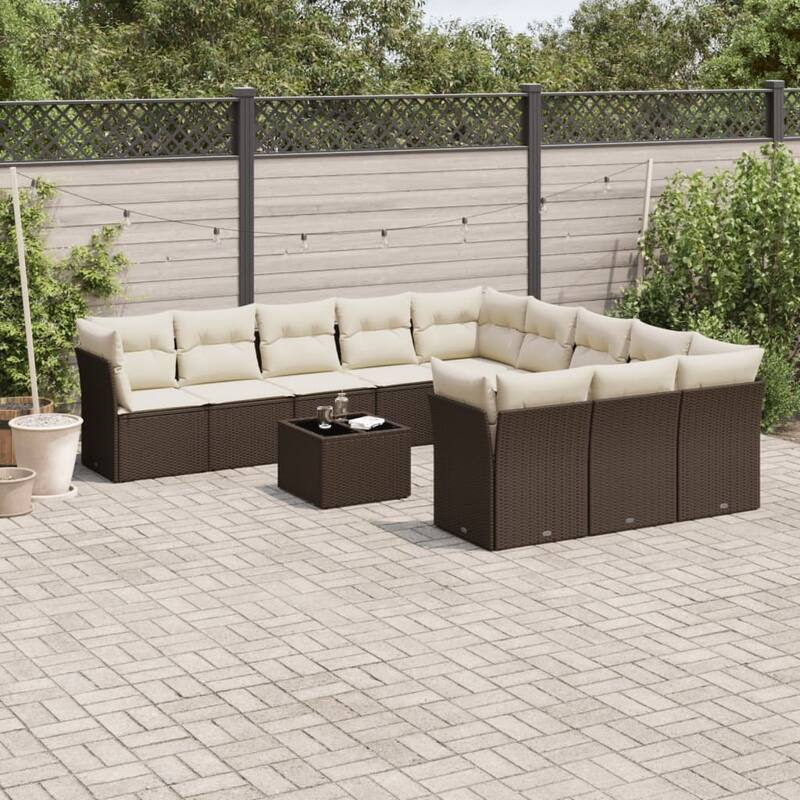 vidaXL Garden Sofa Set Brown Poly Rattan Large Modular Garden Sofa Set - 21.7 x 21.7 x 14.6