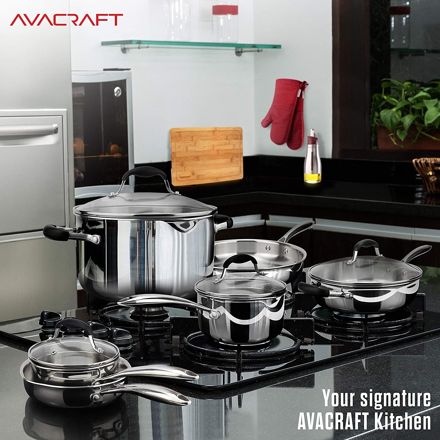AVACRAFT Stainless Steel Tri-Ply Saucepan with Strainer Lid 