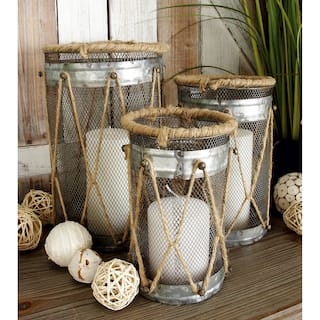 Silver Metal Decorative Indoor Outdoor Candle Lantern (Set of 3)