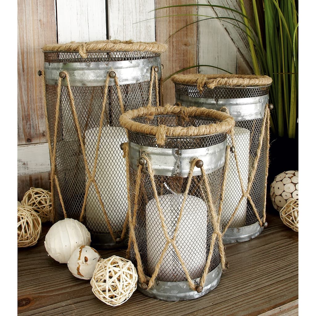 Silver Metal Decorative Indoor Outdoor Candle Lantern (Set of 3)