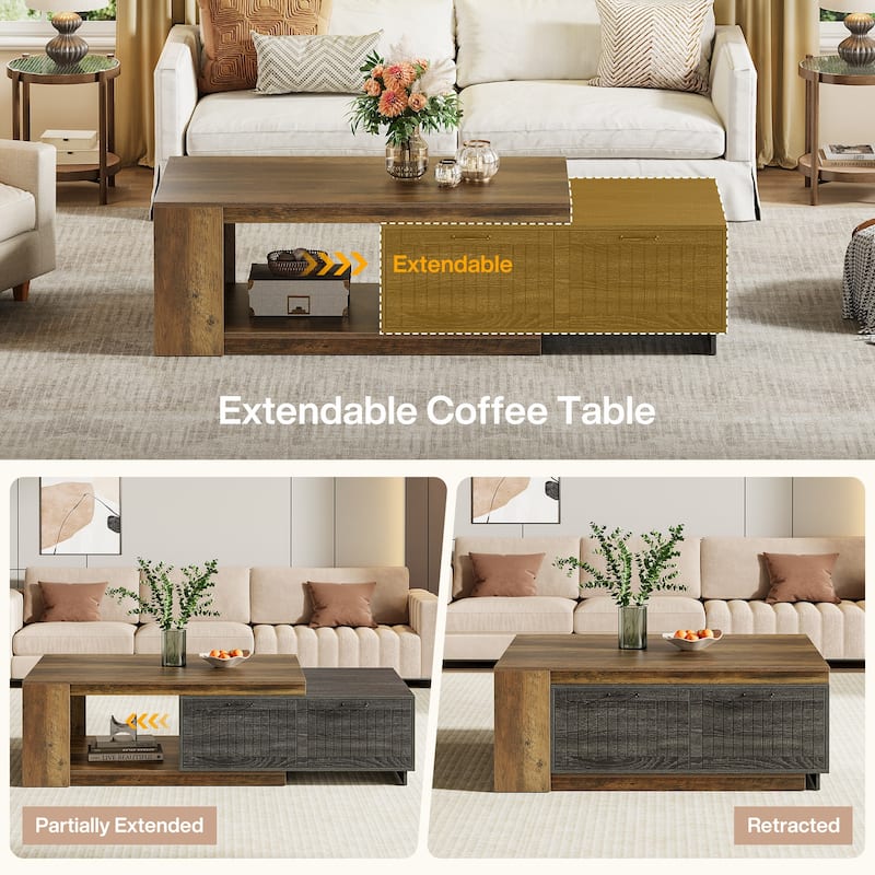 47"-78" Extendable Farmhouse Coffee Table for Living Room