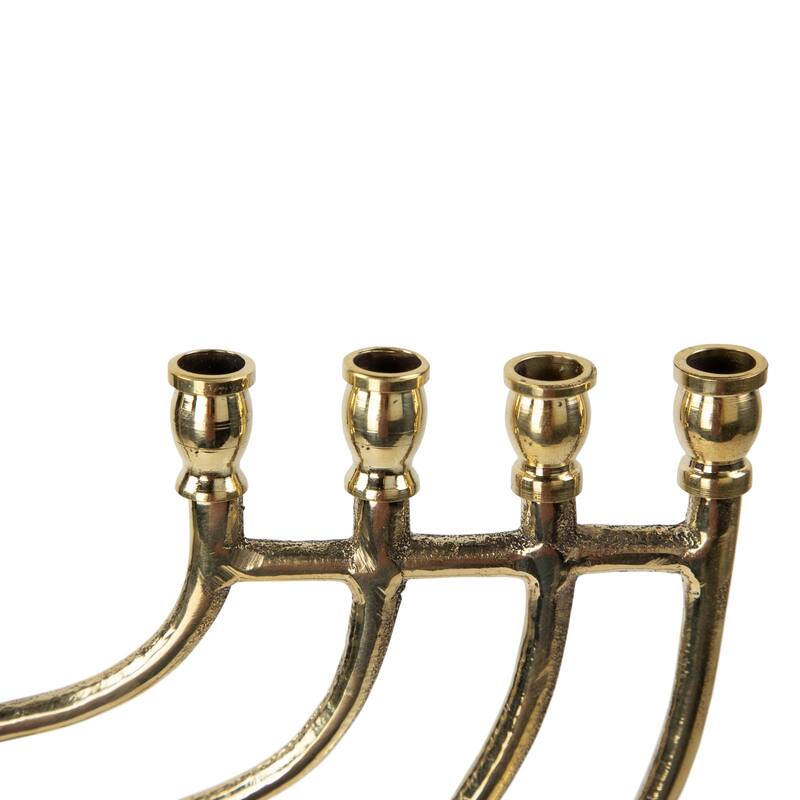 Star of David Smooth Slim Hanukkah Menorah - 12" - Brass