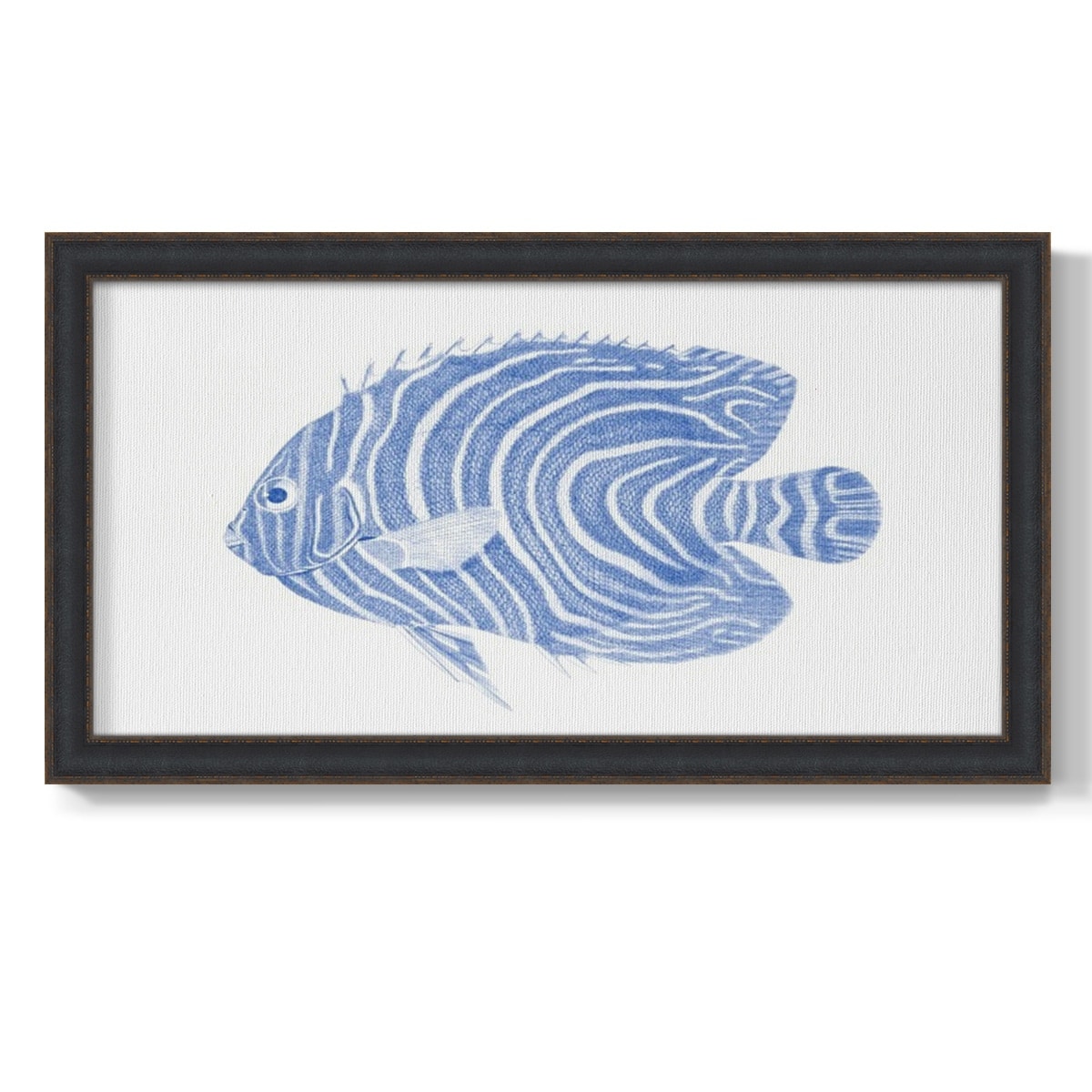 Blue & White Tropical Fish II Premium Framed Canvas- Ready to Hang