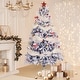 preview thumbnail 23 of 53, 6ft or 7ft Artificial Snow Flocked Christmas Tree with Metal Stable Stand Base for Indoor and Outdoor Holiday Decoration