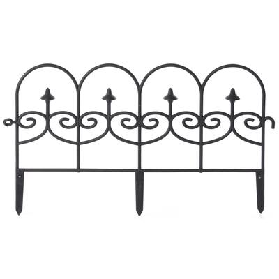 Vinyl Wrought Iron- Look Garden Ornamental Edging, Lawn Picket Fence